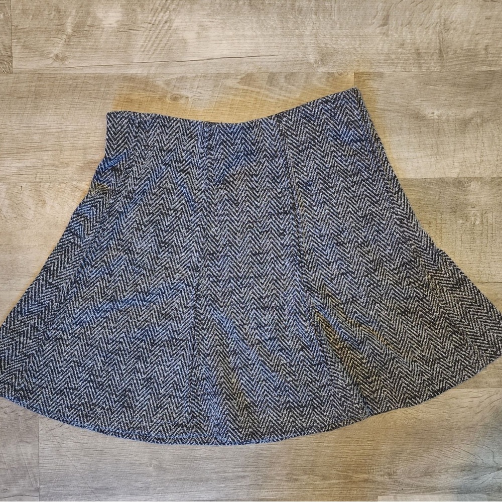 Loft Twead‎ Harringbone Mini Skirt With Elastic Waist Size Small Petite